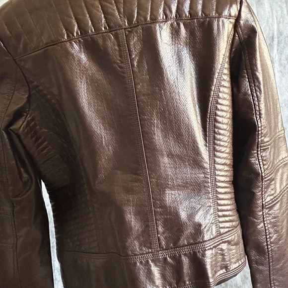 GUESS WOMANS BROWN SNAKE SKIN FAUX LEATHER MOTORCYCLE JACKET SZXL - Picture 14 of 16